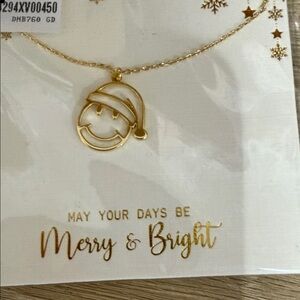 Gold Santa emoji Pendant Necklace